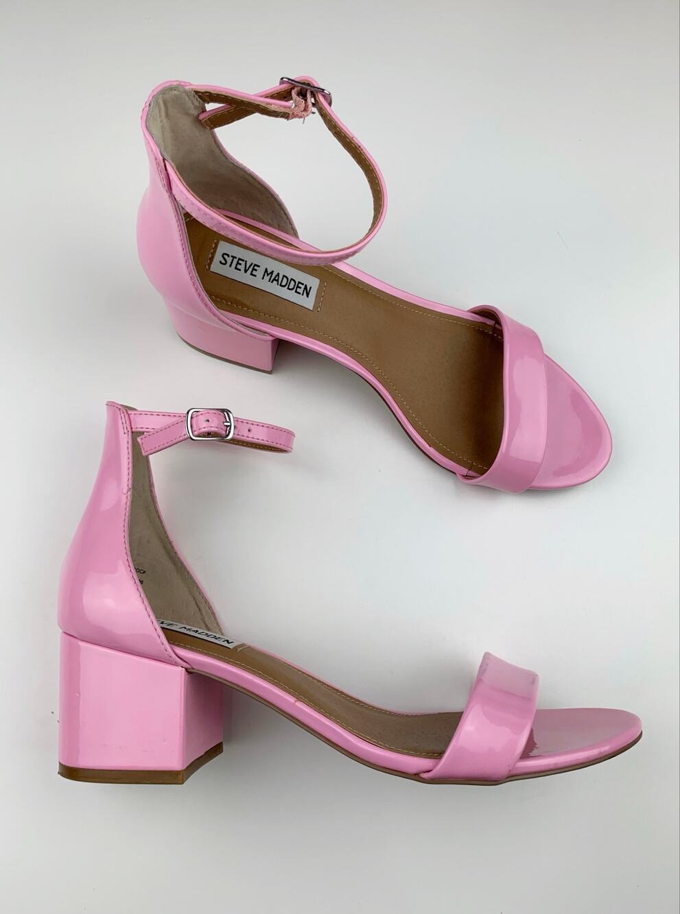Steve Madden Irenee Sandals Pink Block Heels Ankle Strap Womens 9 Y2K Barbiecore
